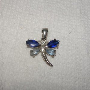 925 Sterling JCE Rhinestone Dragonfly Pendant